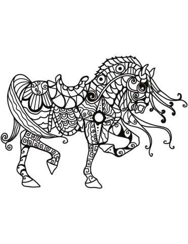 Horse Zentangle From Zentangle Coloring Page